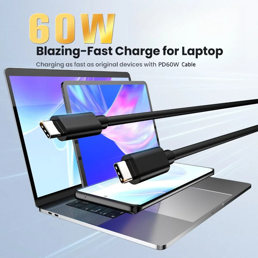 USB3.2 Gen2 10Gbps Type C Cable USB C to Type-C 3.2 Data Transfer USB C SSD Hard Disk Cable PD 60W 3A Quick Charge Charge Cable - Image 2