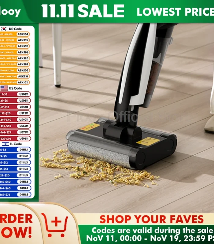 Wireless Vacuum Water Mop Cleaner Intelligent Home Appliance Automatic Cleaning All-in-one Electric Mop with Suction Mop Wash