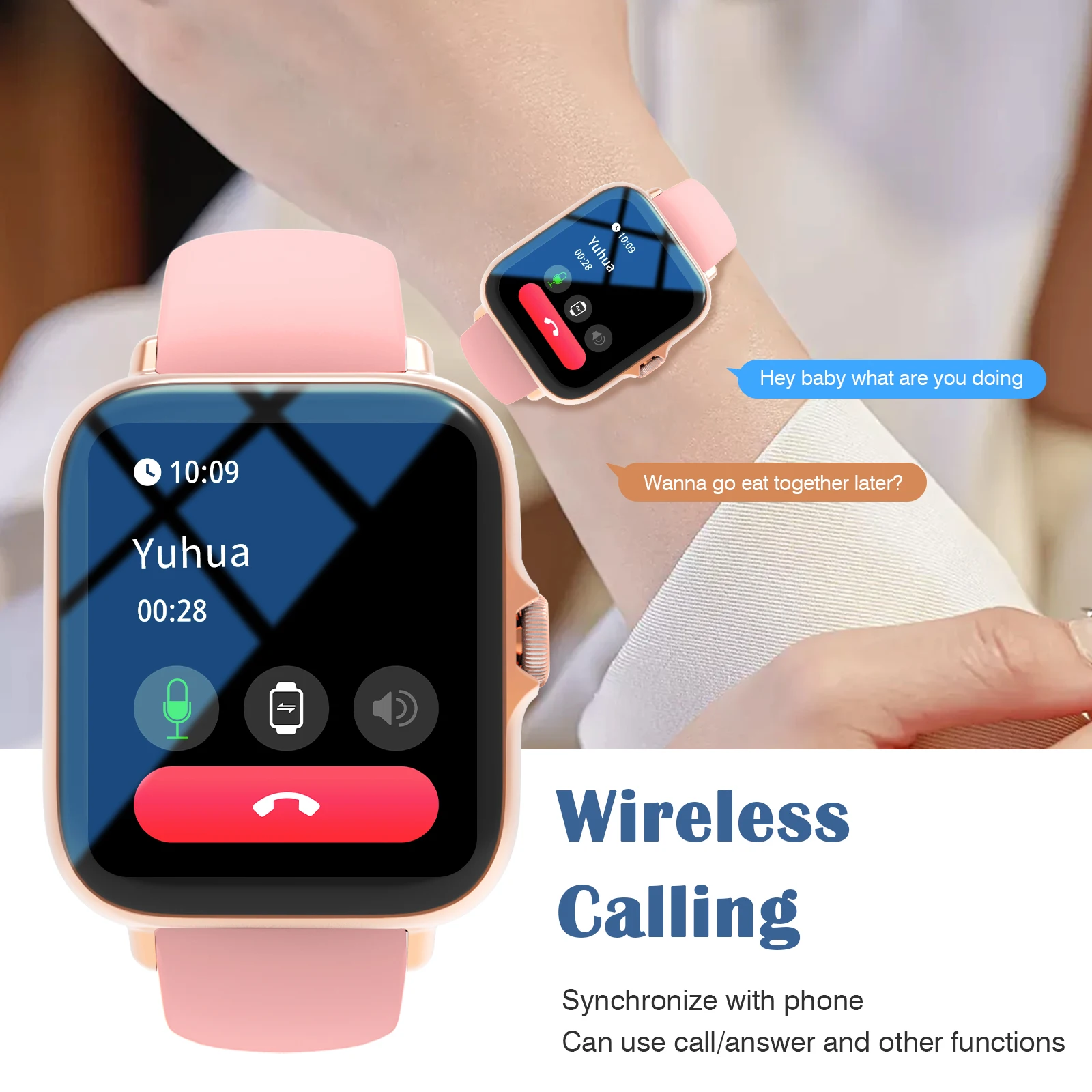 Smartwatch has call function, message notification, ultra-thin design, compatible with Android and iPhone, neutral gift, multipl - Image 6