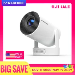 Magcubic HY300 Pro + Projector 4K 720P With 5W Speaker Android 11 8000 Lumens WiFi 6 BT5.4 Outdoor Video Home Theater Projector