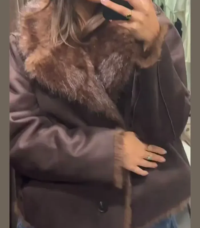 Women's Reversible Faux Fur Coats Leather Windbreaker Jackets Winter Warmed Tops Luxury Outwear Casual Wear Woman Daily Clothes