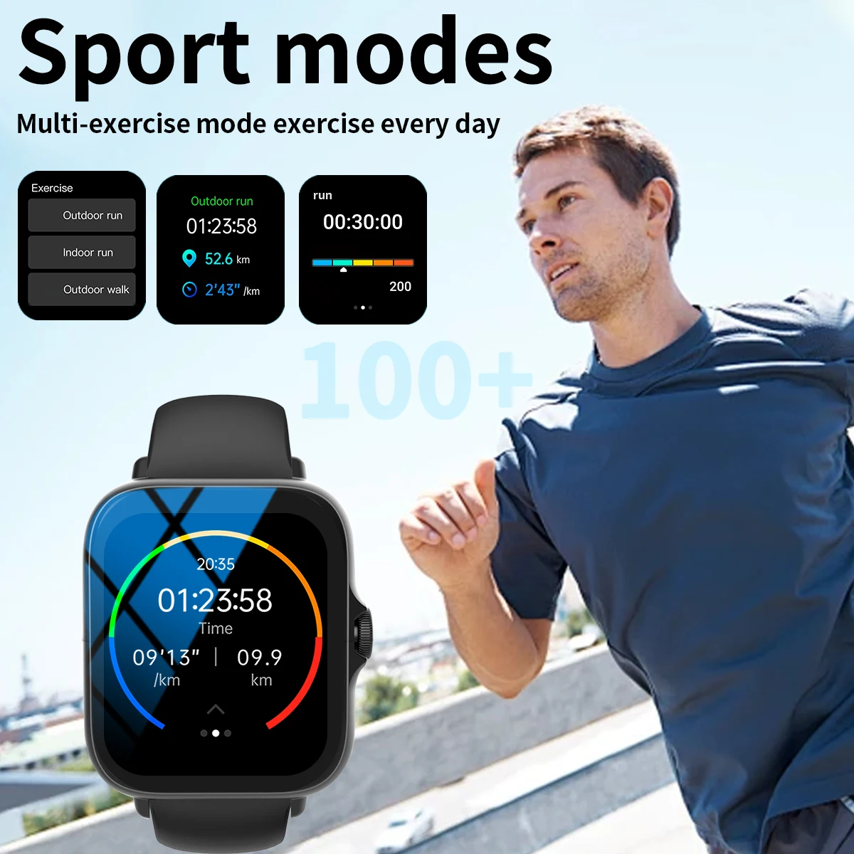 Smart watch, multi-sport mode, message reminder, multiple APP reminders, suitable for men and women, custom wallpaper - Image 3