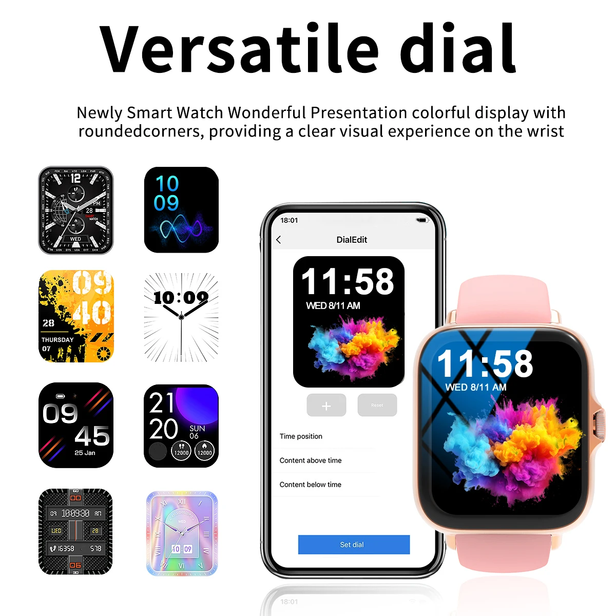 Smart watch, multi-sport mode, message reminder, multiple APP reminders, suitable for men and women, custom wallpaper - Image 2